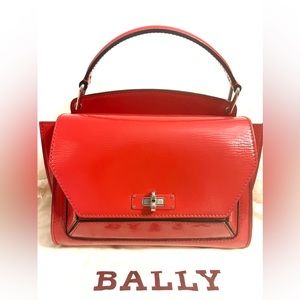 Rare Bally B-Loved Patent Red turn lock top handle bag
